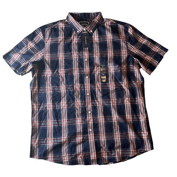 Club Room Red Navy Plaid Button-Down Shirt Size XL NWT - Picture 1 of 4